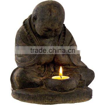 T-light Holder Praying Monk Statue