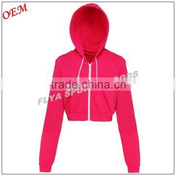 sexy women loose crop top hoody plain wholesale sport crop pullover hoodie