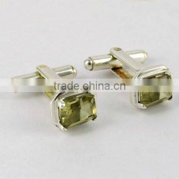 925 Jewelry Wholesale !! Lemon Topaz Silver Cufflinks Indian Jewelry