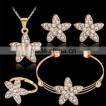 Five Petaled Flowers Shinning Clear CZ Crystal Pendant Jewelry Sets Gift photo-3