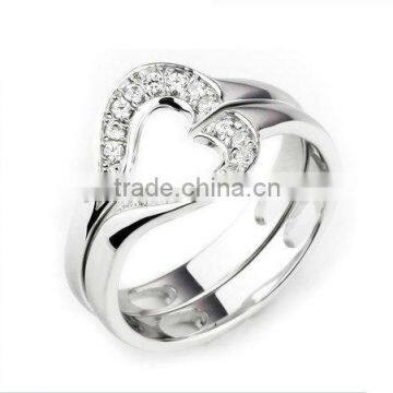 High Quality Silver Heart Wedding Ring FQ-9044