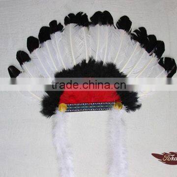 Fukang Wholesale Feather Suppliers And Feather Indian Headdress With Turkey Feather For Party Decorations