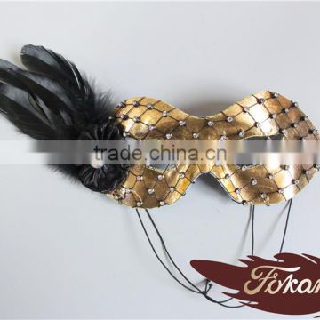 Wholesale Mask Products Gold Cock Feather Mask For Masquerade Mask