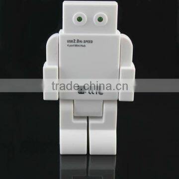 High Speed Cute LED Eyes 4 Port Robot Man USB HUB