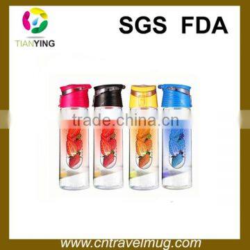BPA free single wall plastic sport filter fruit infuser water bottle
