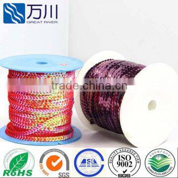 Golden AB color round sequin paillette string,2014 best seller glitter sequin trimming wholesale