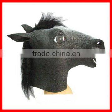 Halloween Latex Full Head Masks Realistic Black Unicorn Cosplay Head Mask