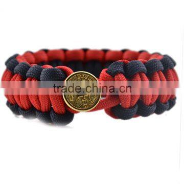 2016 new camping high quality cheap tactical gear 550 paracord survival bracelet with golden button clip