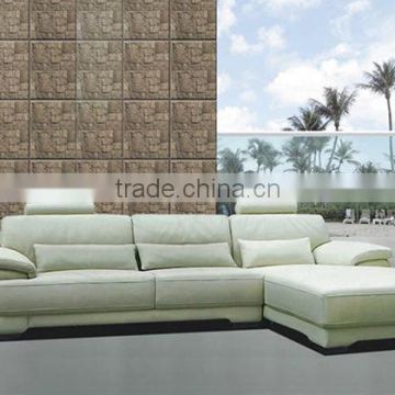 Simple and Fresh style L shaped modern sofa made in fisrt layer of yellow cattle leather combination best sofa 9048-2