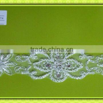 Beaded embroidery lace trim T010B