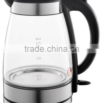 1.7L cordless electric glass kettle with blue LED light