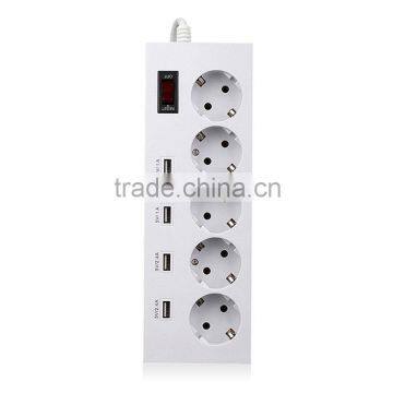 Euro German 5 outlet multiple usb power bar socket with surge protector 100v-240v voltage surges child protected