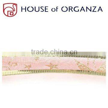 Christmas Organza Wired Ribbon for gift decoration