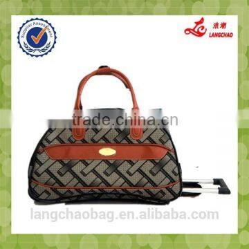 Popular Design Hot Sale Durable PU Material Real Push Trolley High Quality Wheel Trolley Duffle Bag