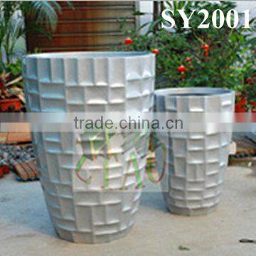 Cheap round silver fiberglass flower pot