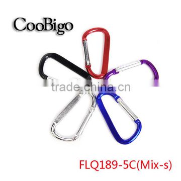 Multi-Color Aluminum Spring Flat Carabiner Snap Hook Hanger Keychain Hiking Camping #FLQ189-5C(Mix-s)