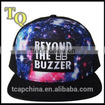 2015 hot sell trucker hat with flat brim/ 5panel embroidery patch mesh cap