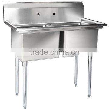 Freestanding Restaurant Kitchen 2 Two Compartment Commercial Stainless Steel Sink for US Catering photo-2