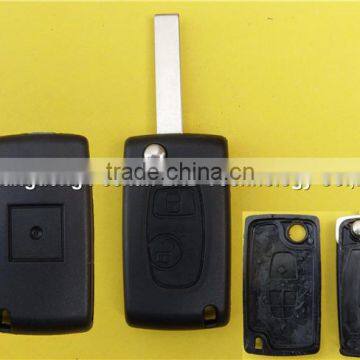Factory Wholesale Peugeot 407 2 button flip remote key fob case shell