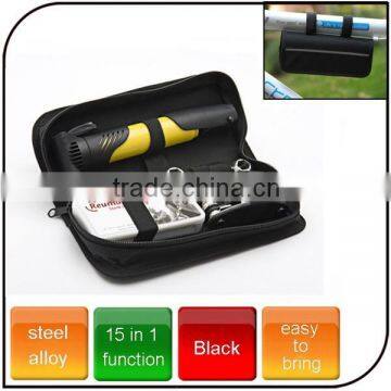 15 in1 functions professional bicycle repair tool set mini tool set with tyre repair inflator