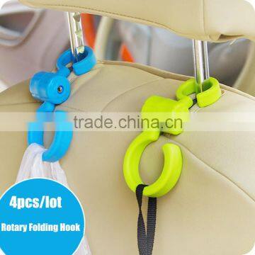 4Pcs/Lot Car Seat Chair Back Hanger Organizer Hook Headrest Holder Multifunctional Folding Seat Hooks 360 Degree Rotation Hook