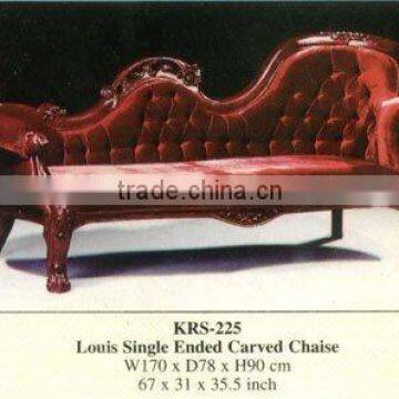 Louis Single Ended Carved Chaise Mahogany Indoor Furniture