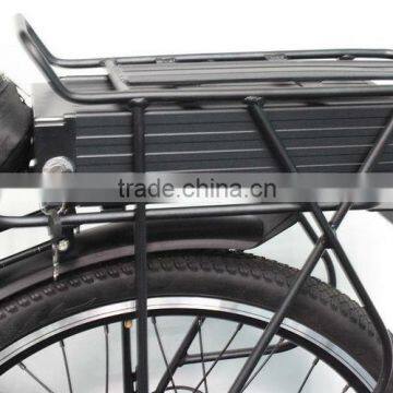 36V 10A rear rack type case lithium battery electric bike battery with BMS and charger