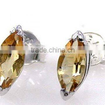 .925 Sterling Silver Earrings,Genuine CITRINE Wholesale silver jewelry