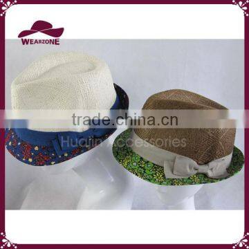 Big Bowknot Joint Floral Fedora With Short Brim