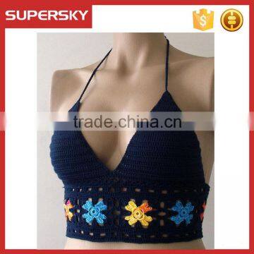 C793 crochet bikini top open hot sex girl photo hand crochet backless white bikini top