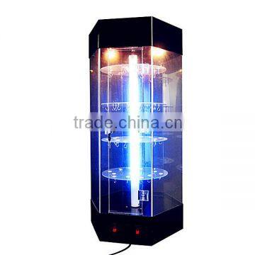 Clear acrylic rotatable display showcase with LED light