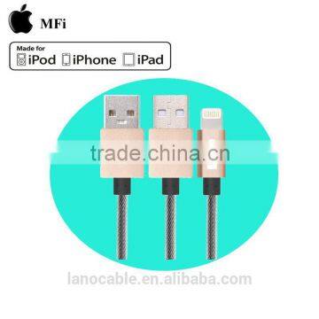 MFi certified braided USB charging cable with aluminum shell