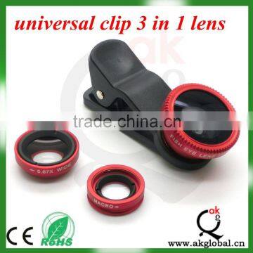 universal clip lens 3 in 1 mobile phone camera lens for nokia