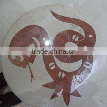 snake picture polished round water jet marble designs