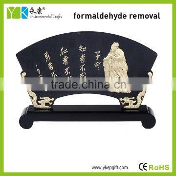 Environmental friendly fan shaped Chinese traditional wood carving handicraft for home decor