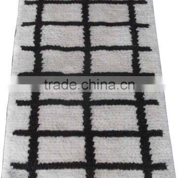 Hand Woven 100% Wool Shaggy Rugs Modern Design Cream/Black Colour