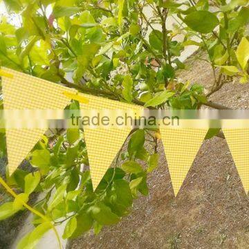 DIY bunting paper flags Yellow Grid paper bunting birthday home decor flags