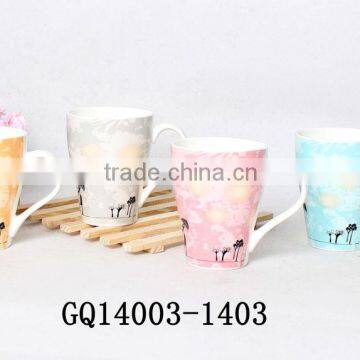 2014 400ml White Bone China Mugs Tall With Handle and Printing Korean Style Good Sale photo-6