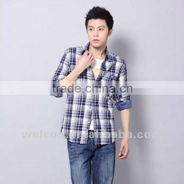 Latest famous brand OEM /ODM Chinese factory linen / cotton long sleeve fashion classic urban plaid men's casual shirt