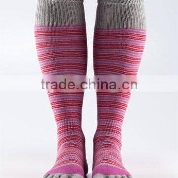 knee high cotton toe women five fingers socks