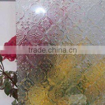 clear color flora diamond nashiji patterned glass for building usage