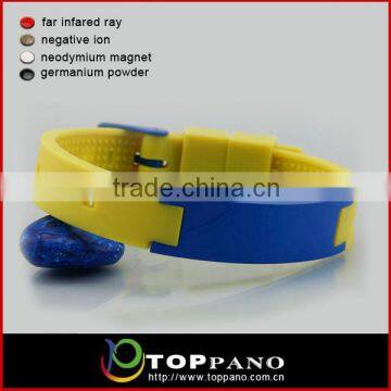 most popular blue silicone bangle bracelet men's sport magnetic bracelet in stainless steel jewelry                        
                                                Quality Choice