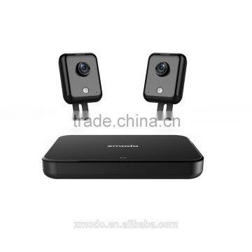 Zmodo cctv design-private outlook mold style 720p HD Smart Wireless Home Kit with 2 Mini metal WiFi Cameras and 500GB Hard Drive