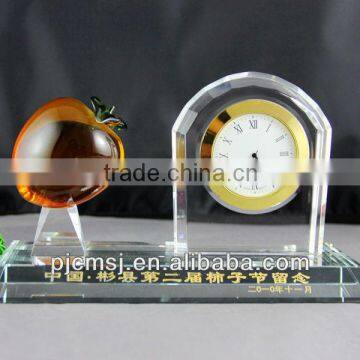 hot selling crystal glass table clock for decoration or gifts