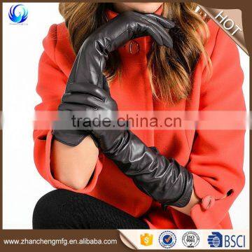 Winter custom design ladies long sheepskin leather gloves uk with great price