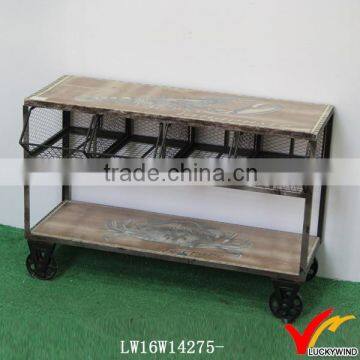 caster vintage style wood metal industrial furniture sideboard