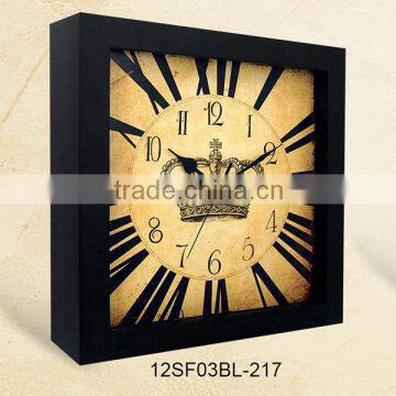 12 inch quartz analog type vintage wood finish clock(12SF03BL-217)