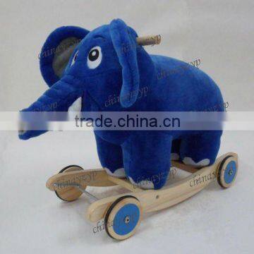 cute plush elephant rocking horse with wheels