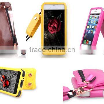 For Alcatel one touch pop d3 ot 4035 fashion style multifunction purse holster mobile phone shell case with lanyard