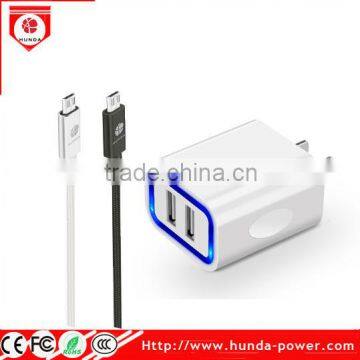 Portable Mini Wall Charger 5V 2A Dual Port Travel USB Charger For Mobile Phone